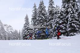 24.01.2021, Antholz, Italy (ITA): Sturla Holm Laegreid (NOR), Quentin Fillon Maillet (FRA), Lukas Hofer (ITA), Johannes Dale (NOR) -  IBU World Cup Biathlon, mass men, Antholz (ITA). www.nordicfocus.com. © Manzoni/NordicFocus. Every downloaded picture is fee-liable.