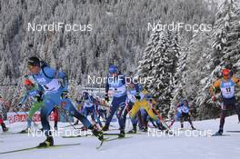 24.01.2021, Antholz, Italy (ITA): Quentin Fillon Maillet (FRA), Lukas Hofer (ITA), Arnd Peiffer (GER), Benjamin Weger (SUI) -  IBU World Cup Biathlon, mass men, Antholz (ITA). www.nordicfocus.com. © Manzoni/NordicFocus. Every downloaded picture is fee-liable.