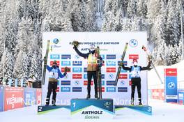 24.01.2021, Antholz, Italy (ITA): Johannes Thingnes Boe (NOR), Quentin Fillon Maillet (FRA), Jakov Fak (SLO) -  IBU World Cup Biathlon, mass men, Antholz (ITA). www.nordicfocus.com. © Manzoni/NordicFocus. Every downloaded picture is fee-liable.