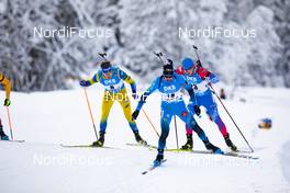 24.01.2021, Antholz, Italy (ITA): Martin Ponsiluoma (SWE), Simon Desthieux (FRA), Eduard Latypov (RUS), (l-r) -  IBU World Cup Biathlon, mass men, Antholz (ITA). www.nordicfocus.com. © Manzoni/NordicFocus. Every downloaded picture is fee-liable.