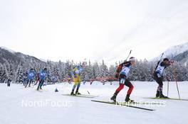 24.01.2021, Antholz, Italy (ITA): David Komatz (AUT), Johannes Dale (NOR), Martin Ponsiluoma (SWE), Quentin Fillon Maillet (FRA) -  IBU World Cup Biathlon, mass men, Antholz (ITA). www.nordicfocus.com. © Manzoni/NordicFocus. Every downloaded picture is fee-liable.