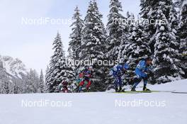 24.01.2021, Antholz, Italy (ITA): Quentin Fillon Maillet (FRA), Lukas Hofer (ITA), Johannes Dale (NOR), Jakov Fak (SLO), Tarjei Boe (NOR) -  IBU World Cup Biathlon, mass men, Antholz (ITA). www.nordicfocus.com. © Manzoni/NordicFocus. Every downloaded picture is fee-liable.