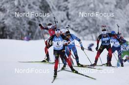24.01.2021, Antholz, Italy (ITA): Sturla Holm Laegreid (NOR), Johannes Dale (NOR), Quentin Fillon Maillet (FRA) -  IBU World Cup Biathlon, mass men, Antholz (ITA). www.nordicfocus.com. © Manzoni/NordicFocus. Every downloaded picture is fee-liable.
