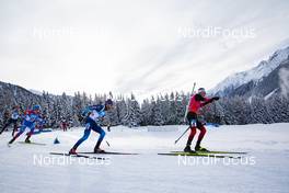 24.01.2021, Antholz, Italy (ITA): Eduard Latypov (RUS), Jeremy Finello (SUI), Tarjei Boe (NOR), (l-r) -  IBU World Cup Biathlon, mass men, Antholz (ITA). www.nordicfocus.com. © Manzoni/NordicFocus. Every downloaded picture is fee-liable.