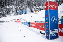 23.01.2021, Antholz, Italy (ITA): Industry Feature: Viessmann banners and the mascott at the shooting range -  IBU World Cup Biathlon, mass women, Antholz (ITA). www.nordicfocus.com. © Manzoni/NordicFocus. Every downloaded picture is fee-liable.