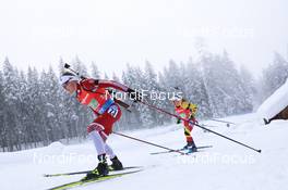 23.01.2021, Antholz, Italy (ITA): Aleksandrs Patrijuks (LAT), Thierry Langer (BEL) -  IBU World Cup Biathlon, relay men, Antholz (ITA). www.nordicfocus.com. © Manzoni/NordicFocus. Every downloaded picture is fee-liable.