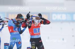 23.01.2021, Antholz, Italy (ITA): Johannes Thingnes Boe (NOR), Emilien Jacquelin (FRA) -  IBU World Cup Biathlon, relay men, Antholz (ITA). www.nordicfocus.com. © Manzoni/NordicFocus. Every downloaded picture is fee-liable.