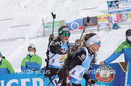 24.01.2021, Antholz, Italy (ITA): Lisa Theresa Hauser (AUT), Katharina Innerhofer (AUT) -  IBU World Cup Biathlon, relay women, Antholz (ITA). www.nordicfocus.com. © Manzoni/NordicFocus. Every downloaded picture is fee-liable.