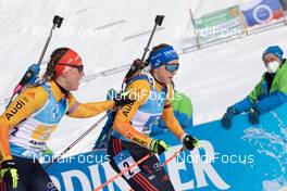 24.01.2021, Antholz, Italy (ITA): Denise Herrmann (GER), Franziska Preuss (GER), (l-r) -  IBU World Cup Biathlon, relay women, Antholz (ITA). www.nordicfocus.com. © Manzoni/NordicFocus. Every downloaded picture is fee-liable.