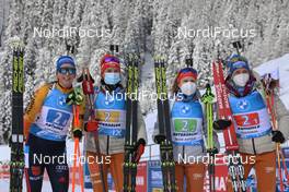24.01.2021, Antholz, Italy (ITA): Vanessa Hinz (GER), Janina Hettich (GER), Denise Herrmann (GER), Franziska Preuss (GER) -  IBU World Cup Biathlon, relay women, Antholz (ITA). www.nordicfocus.com. © Manzoni/NordicFocus. Every downloaded picture is fee-liable.