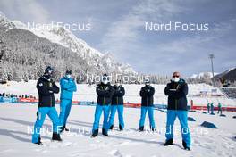 24.01.2021, Antholz, Italy (ITA): Radovan Simocko (SVK), IBU IR, Janis Berzins (LAT), IBU IR, Vlastimil Jakes (CZE), IBU IR, Iwan Melikhov (RUS), IBU IR, Martin Holec (CZE), IBU IR, Borut Nunar (SLO), IBU race director -  IBU World Cup Biathlon, training, Antholz (ITA). www.nordicfocus.com. © Manzoni/NordicFocus. Every downloaded picture is fee-liable.
