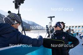 20.01.2021, Antholz, Italy (ITA): Armin Auchentaller (ITA), Coach Team USA, Joanne Reid (USA), (l-r) -  IBU World Cup Biathlon, training, Antholz (ITA). www.nordicfocus.com. © Manzoni/NordicFocus. Every downloaded picture is fee-liable.