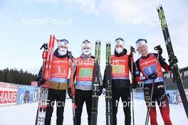 05.03.2021, Nove Mesto, Czech Republic (CZE): Sturla Holm Laegreid (NOR), Johannes Dale (NOR), Tarjei Boe (NOR), Johannes Thingnes Boe (NOR), (l-r) - IBU World Cup Biathlon, relay men, Nove Mesto (CZE). www.nordicfocus.com. © Manzoni/NordicFocus. Every downloaded picture is fee-liable.