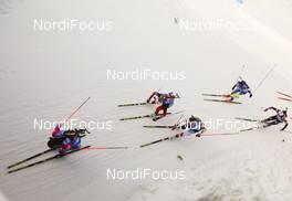 04.03.2021, Nove Mesto, Czech Republic (CZE): Uliana Kaisheva (RUS), Ingrid Landmark Tandrevold (NOR), Jessica Jislova (CZE), Iryna Kryuko (BLR), (l-r) - IBU World Cup Biathlon, relay women, Nove Mesto (CZE). www.nordicfocus.com. © Manzoni/NordicFocus. Every downloaded picture is fee-liable.
