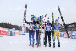 04.03.2021, Nove Mesto, Czech Republic (CZE): Hanna Oeberg (SWE), Linn Persson (SWE), Elvira Oeberg (SWE), (l-r) - IBU World Cup Biathlon, relay women, Nove Mesto (CZE). www.nordicfocus.com. © Manzoni/NordicFocus. Every downloaded picture is fee-liable.
