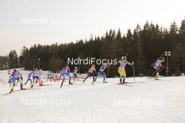 04.03.2021, Nove Mesto, Czech Republic (CZE): Susan Dunklee (USA), Mona Brorsson (SWE), Irene Cadurisch (SUI), Maren Hammerschmidt (GER), Uliana Kaisheva (RUS), Darya Blashko (UKR), (l-r) - IBU World Cup Biathlon, relay women, Nove Mesto (CZE). www.nordicfocus.com. © Manzoni/NordicFocus. Every downloaded picture is fee-liable.
