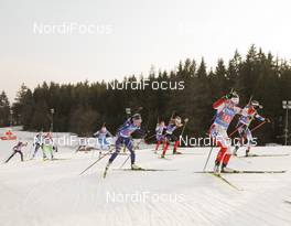 04.03.2021, Nove Mesto, Czech Republic (CZE): Suvi Minkkinen (FIN), Federica Sanfilippo (ITA), Emma Lunder (CAN), Kinga Zbylut (POL), (l-r) - IBU World Cup Biathlon, relay women, Nove Mesto (CZE). www.nordicfocus.com. © Manzoni/NordicFocus. Every downloaded picture is fee-liable.