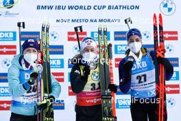 06.03.2021, Nove Mesto, Czech Republic (CZE): Yuliia Dzhima (UKR), Tiril Eckhoff (NOR), Lisa Vittozzi (ITA), (l-r) - IBU World Cup Biathlon, sprint women, Nove Mesto (CZE). www.nordicfocus.com. © Manzoni/NordicFocus. Every downloaded picture is fee-liable.