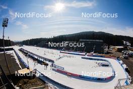 03.03.2021, Nove Mesto, Czech Republic (CZE): Feature: Venue Overview over the stadium withouth grand stands - IBU World Cup Biathlon, training, Nove Mesto (CZE). www.nordicfocus.com. © Manzoni/NordicFocus. Every downloaded picture is fee-liable.