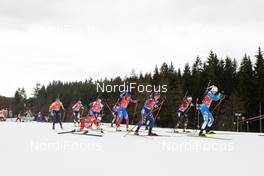 14.03.2021, Nove Mesto, Czech Republic (CZE): Vanessa Hinz (GER), Baiba Bendika (LAT), Paulina Fialkova (SVK), Uliana Kaisheva (RUS), (l-r) - IBU World Cup Biathlon, relay mixed, Nove Mesto (CZE). www.nordicfocus.com. © Manzoni/NordicFocus. Every downloaded picture is fee-liable.