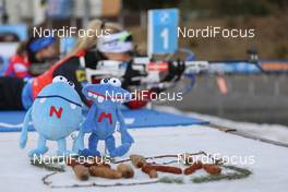 14.03.2021, Nove Mesto, Czech Republic (CZE): Event Feature: mascot- IBU World Cup Biathlon, relay mixed, Nove Mesto (CZE). www.nordicfocus.com. © Manzoni/NordicFocus. Every downloaded picture is fee-liable.