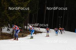14.03.2021, Nove Mesto, Czech Republic (CZE): Lisa Vittozzi (ITA), Mari Eder (FIN), Darya Blashko (UKR), (l-r) - IBU World Cup Biathlon, relay mixed, Nove Mesto (CZE). www.nordicfocus.com. © Manzoni/NordicFocus. Every downloaded picture is fee-liable.