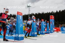 13.03.2021, Nove Mesto, Czech Republic (CZE): Sturla Holm Laegreid (NOR), Tarjei Boe (NOR), Lukas Hofer (ITA), Emilien Jacquelin (FRA), (l-r) - IBU World Cup Biathlon, pursuit men, Nove Mesto (CZE). www.nordicfocus.com. © Manzoni/NordicFocus. Every downloaded picture is fee-liable.