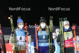 13.03.2021, Nove Mesto, Czech Republic (CZE): Franziska Preuss (GER), Dzinara Alimbekava (BLR), Tiril Eckhoff (NOR), (l-r) - IBU World Cup Biathlon, pursuit women, Nove Mesto (CZE). www.nordicfocus.com. © Manzoni/NordicFocus. Every downloaded picture is fee-liable.
