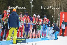 14.03.2021, Nove Mesto, Czech Republic (CZE): Simon Eder (AUT), Anton Sinapov (BUL), Matvey Eliseev (RUS), (l-r) - IBU World Cup Biathlon, single mixed relay, Nove Mesto (CZE). www.nordicfocus.com. © Manzoni/NordicFocus. Every downloaded picture is fee-liable.
