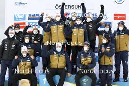 20.03.2021, Oestersund, Sweden, (SWE): Team NOR (l-r) - IBU World Cup Biathlon, cups, Oestersund (SWE). www.nordicfocus.com. © Manzoni/NordicFocus. Every downloaded picture is fee-liable.