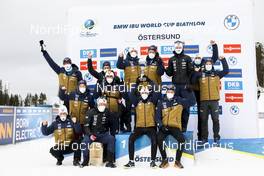20.03.2021, Oestersund, Sweden, (SWE): Team Norway (l-r) - IBU World Cup Biathlon, cups, Oestersund (SWE). www.nordicfocus.com. © Manzoni/NordicFocus. Every downloaded picture is fee-liable.