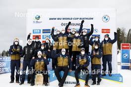 20.03.2021, Oestersund, Sweden, (SWE): Team NOR (l-r) - IBU World Cup Biathlon, cups, Oestersund (SWE). www.nordicfocus.com. © Manzoni/NordicFocus. Every downloaded picture is fee-liable.
