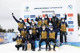 20.03.2021, Oestersund, Sweden, (SWE): Team Norway (l-r) - IBU World Cup Biathlon, cups, Oestersund (SWE). www.nordicfocus.com. © Manzoni/NordicFocus. Every downloaded picture is fee-liable.