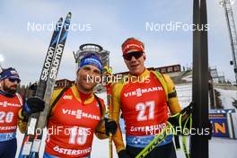 21.03.2021, Oestersund, Sweden, (SWE): Erik Lesser (GER), Roman Rees (GER), (l-r) - IBU World Cup Biathlon, mass men, Oestersund (SWE). www.nordicfocus.com. © Manzoni/NordicFocus. Every downloaded picture is fee-liable.