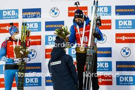 21.03.2021, Oestersund, Sweden, (SWE): Eduard Latypov (RUS), Simon Desthieux (FRA), (l-r) - IBU World Cup Biathlon, mass men, Oestersund (SWE). www.nordicfocus.com. © Manzoni/NordicFocus. Every downloaded picture is fee-liable.