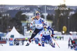 21.03.2021, Oestersund, Sweden, (SWE): Dorothea Wierer (ITA), Marketa Davidova (CZE), (l-r) - IBU World Cup Biathlon, mass women, Oestersund (SWE). www.nordicfocus.com. © Manzoni/NordicFocus. Every downloaded picture is fee-liable.