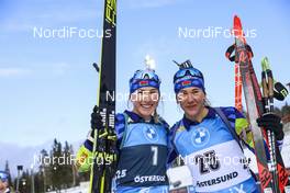 21.03.2021, Oestersund, Sweden, (SWE): Dzinara Alimbekava (BLR), Hanna Sola (BLR), (l-r) - IBU World Cup Biathlon, mass women, Oestersund (SWE). www.nordicfocus.com. © Manzoni/NordicFocus. Every downloaded picture is fee-liable.