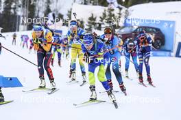 21.03.2021, Oestersund, Sweden, (SWE): Dzinara Alimbekava (BLR), Franziska Preuss (GER), Anais Bescond (FRA), (l-r) - IBU World Cup Biathlon, mass women, Oestersund (SWE). www.nordicfocus.com. © Manzoni/NordicFocus. Every downloaded picture is fee-liable.