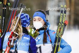 21.03.2021, Oestersund, Sweden, (SWE): Uliana Kaisheva (RUS), Dzinara Alimbekava (BLR), (l-r) - IBU World Cup Biathlon, mass women, Oestersund (SWE). www.nordicfocus.com. © Manzoni/NordicFocus. Every downloaded picture is fee-liable.