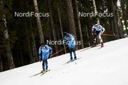 20.03.2021, Oestersund, Sweden, (SWE): Quentin Fillon Maillet (FRA), Simon Desthieux (FRA), (l-r) - IBU World Cup Biathlon, pursuit men, Oestersund (SWE). www.nordicfocus.com. © Manzoni/NordicFocus. Every downloaded picture is fee-liable.
