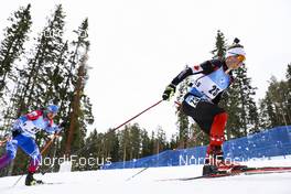 20.03.2021, Oestersund, Sweden, (SWE): Scott Gow (CAN), Alexander Loginov (RUS), (l-r) - IBU World Cup Biathlon, pursuit men, Oestersund (SWE). www.nordicfocus.com. © Manzoni/NordicFocus. Every downloaded picture is fee-liable.