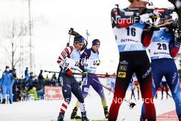 20.03.2021, Oestersund, Sweden, (SWE): Bogdan Tsymbal (UKR), Jake Brown (USA), (l-r) - IBU World Cup Biathlon, pursuit men, Oestersund (SWE). www.nordicfocus.com. © Manzoni/NordicFocus. Every downloaded picture is fee-liable.