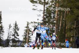20.03.2021, Oestersund, Sweden, (SWE): Anais Chevalier-Bouchet (FRA), Lisa Theresa Hauser (AUT), (l-r) - IBU World Cup Biathlon, pursuit women, Oestersund (SWE). www.nordicfocus.com. © Manzoni/NordicFocus. Every downloaded picture is fee-liable.