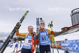 20.03.2021, Oestersund, Sweden, (SWE): Janina Hettich (GER), Vanessa Voigt (GER), (l-r) - IBU World Cup Biathlon, pursuit women, Oestersund (SWE). www.nordicfocus.com. © Manzoni/NordicFocus. Every downloaded picture is fee-liable.