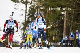 20.03.2021, Oestersund, Sweden, (SWE): Clare Egan (USA), Karoline Offigstad Knotten (NOR), (l-r) - IBU World Cup Biathlon, pursuit women, Oestersund (SWE). www.nordicfocus.com. © Manzoni/NordicFocus. Every downloaded picture is fee-liable.