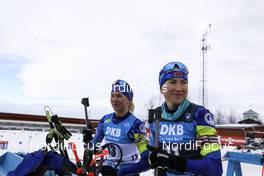 20.03.2021, Oestersund, Sweden, (SWE): Hanna Sola (BLR), Dzinara Alimbekava (BLR), (l-r) - IBU World Cup Biathlon, pursuit women, Oestersund (SWE). www.nordicfocus.com. © Manzoni/NordicFocus. Every downloaded picture is fee-liable.
