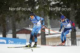 19.03.2021, Oestersund, Sweden, (SWE): Quentin Fillon Maillet (FRA), Jeremy Finello (SUI), (l-r) - IBU World Cup Biathlon, sprint men, Oestersund (SWE). www.nordicfocus.com. © Manzoni/NordicFocus. Every downloaded picture is fee-liable.