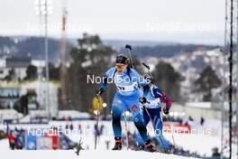 19.03.2021, Oestersund, Sweden, (SWE): Anais Bescond (FRA), Irene Cadurisch (SUI), (l-r) - IBU World Cup Biathlon, sprint women, Oestersund (SWE). www.nordicfocus.com. © Manzoni/NordicFocus. Every downloaded picture is fee-liable.