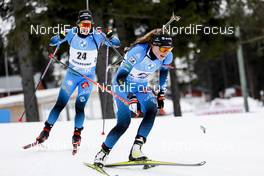 19.03.2021, Oestersund, Sweden, (SWE): Anais Chevalier-Bouchet (FRA), Justine Braisaz-Bouchet (FRA), (l-r) - IBU World Cup Biathlon, sprint women, Oestersund (SWE). www.nordicfocus.com. © Manzoni/NordicFocus. Every downloaded picture is fee-liable.