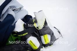 18.03.2021, Oestersund, Sweden, (SWE): Event Feature: Fischer boots at the shooting range - IBU World Cup Biathlon, training, Oestersund (SWE). www.nordicfocus.com. © Manzoni/NordicFocus. Every downloaded picture is fee-liable.